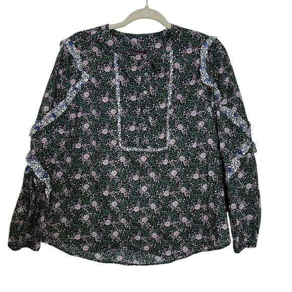 J.Crew Made With Liberty Fabric Blouse Small Floral Ruffle Long Sleeve - Picture 1 of 6